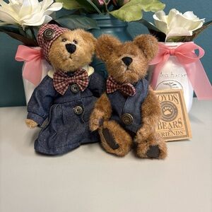 Vintage Collectible Boyds Bears Plush Set with Denim Outfits